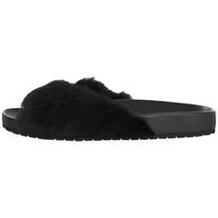 Vince Black Garrison Shearling Fur Slide Sandals Sz 39 8