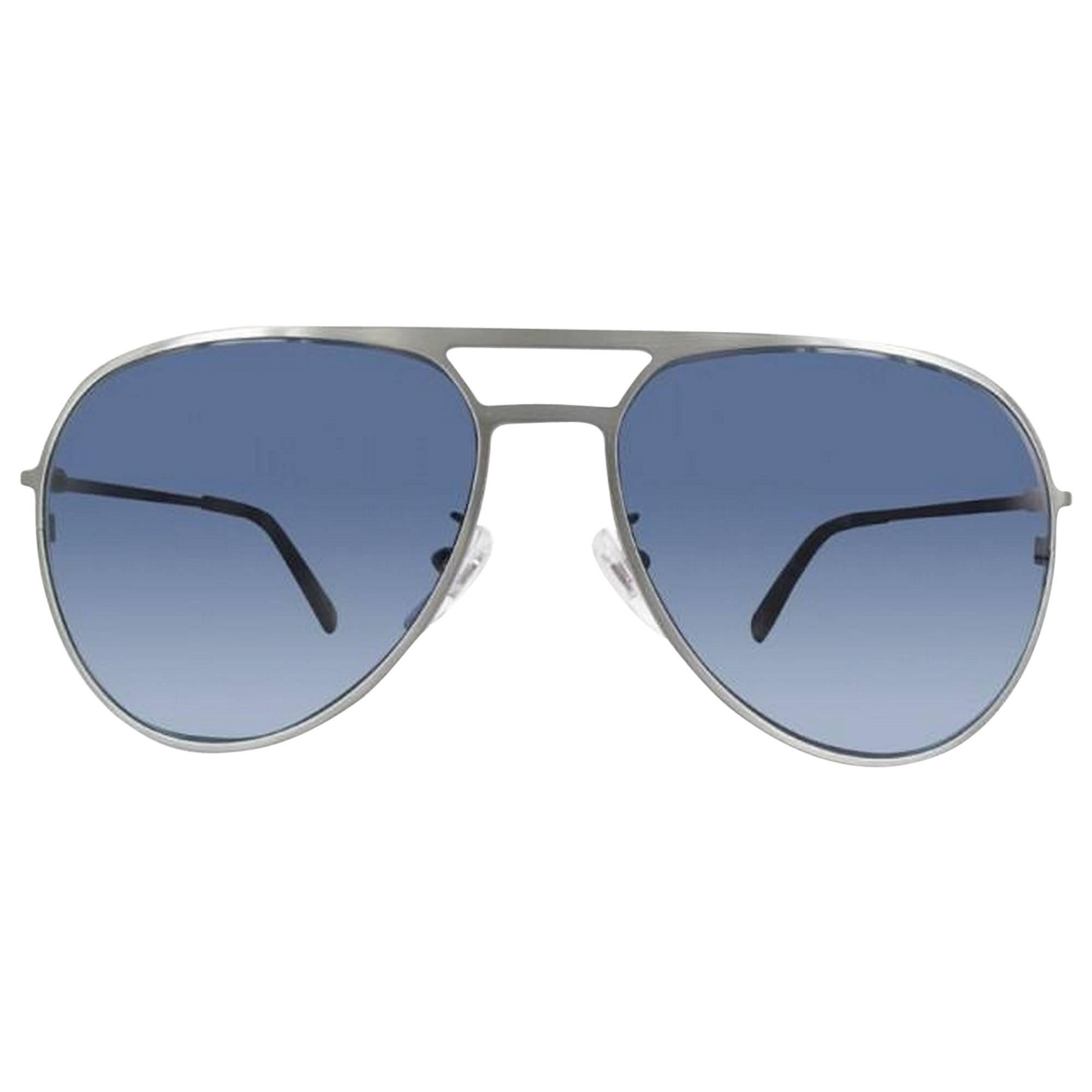 Montblanc MB546SF-14V-62 Metal Bright Sparkling Ruthenium - Blue Sunglasses For Sale