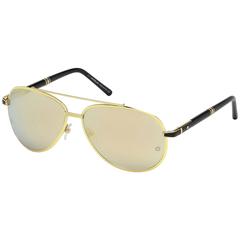 Montblanc MB511S-30G-62 Metal Shiny Endura Gold - Brown Sunglasses