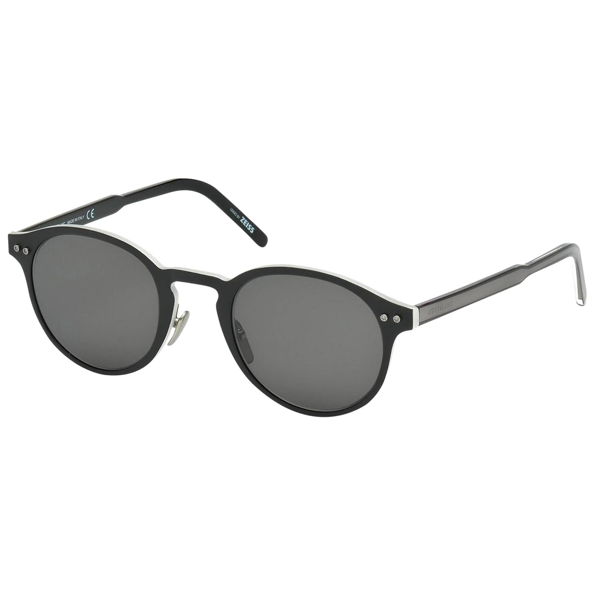 Montblanc MB585S-02A-50 Metal Matte Black - Smoke Sunglasses For Sale