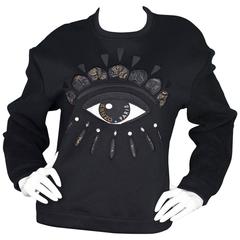 Kenzo Black Eye Embellished Sweatshirt Sz S