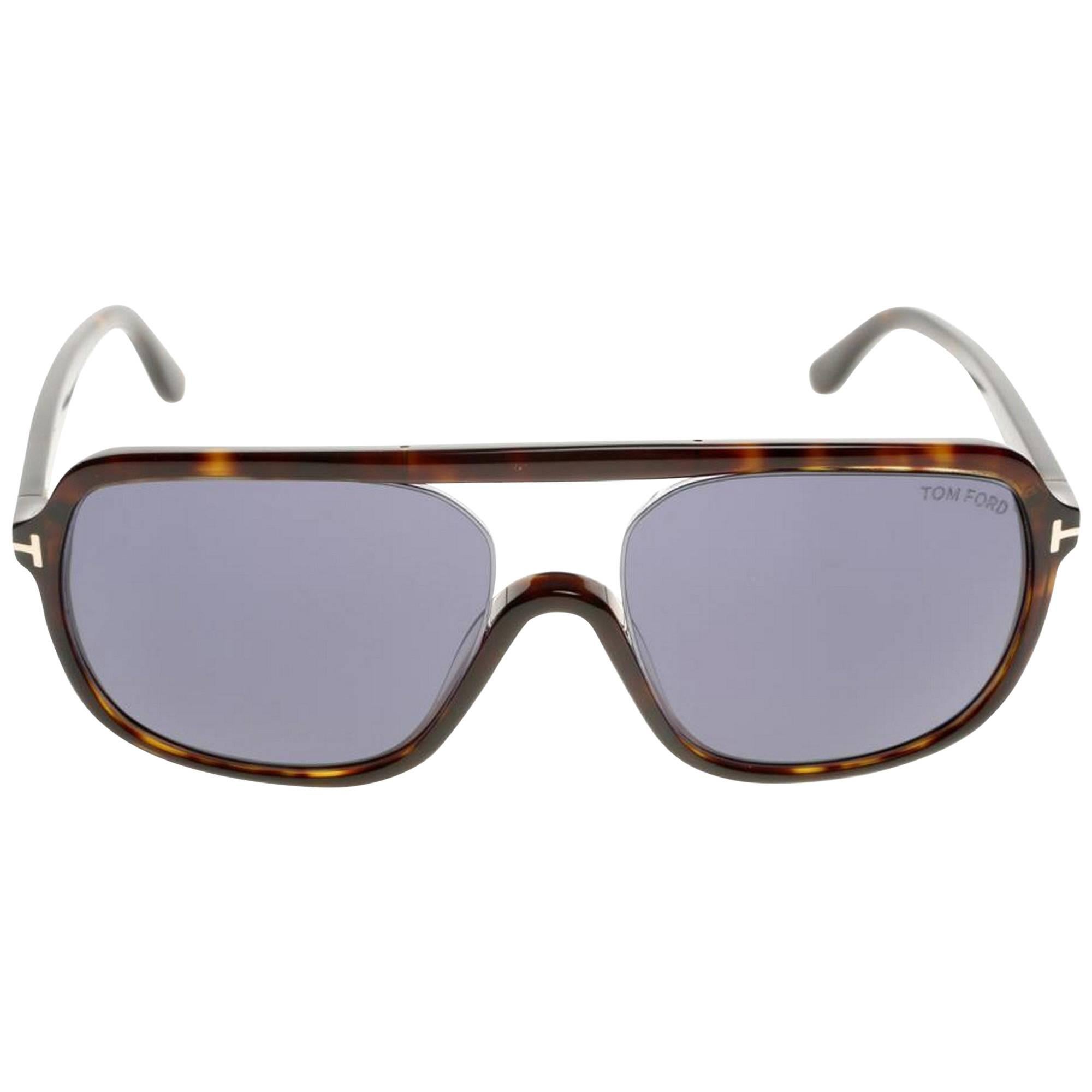 Tom Ford FT0442-52V-59 Plastic Dark Havana - Blue Sunglasses For Sale