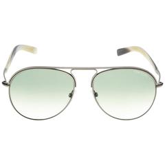Used Tom Ford FT0448-14P-56 Metal Shiny Silver - Graduated Green Sunglasses