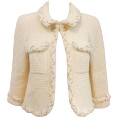 Chanel Classic Jacket in Ivory Wool with Two Front Pockets Autumn 2007