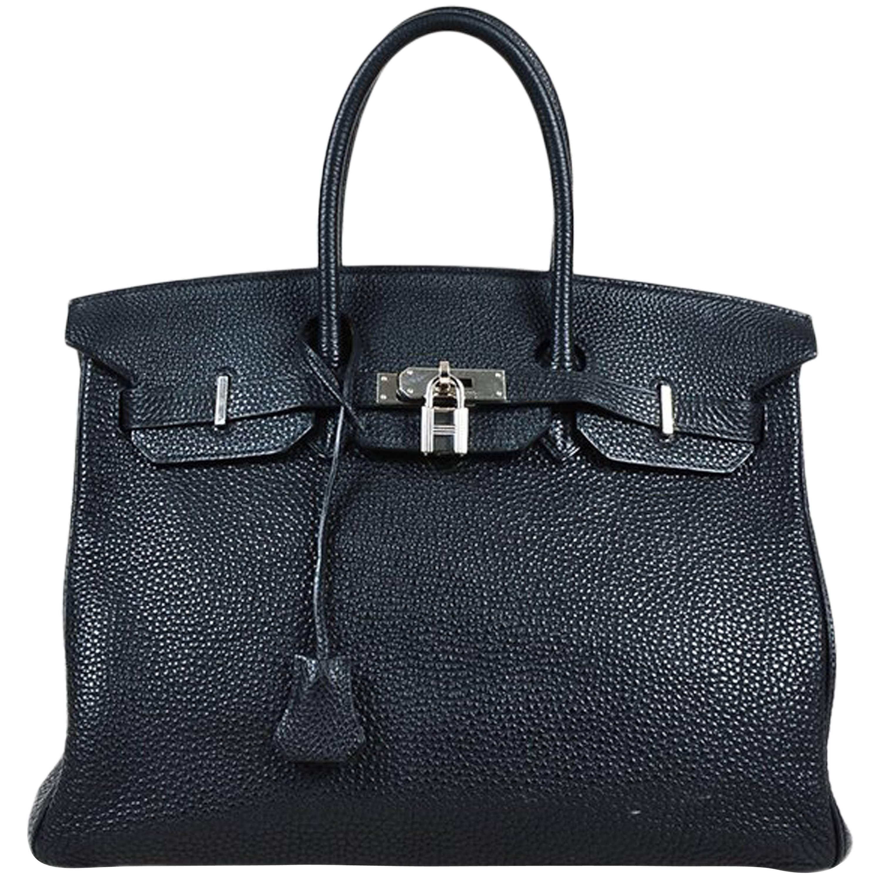 Hermes Black Togo Leather Top Handle "Birkin" 35 CM Satchel For Sale