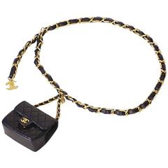 Vintage Chanel Chain Belt With Micro Mini Classic Bag Charm 1990s