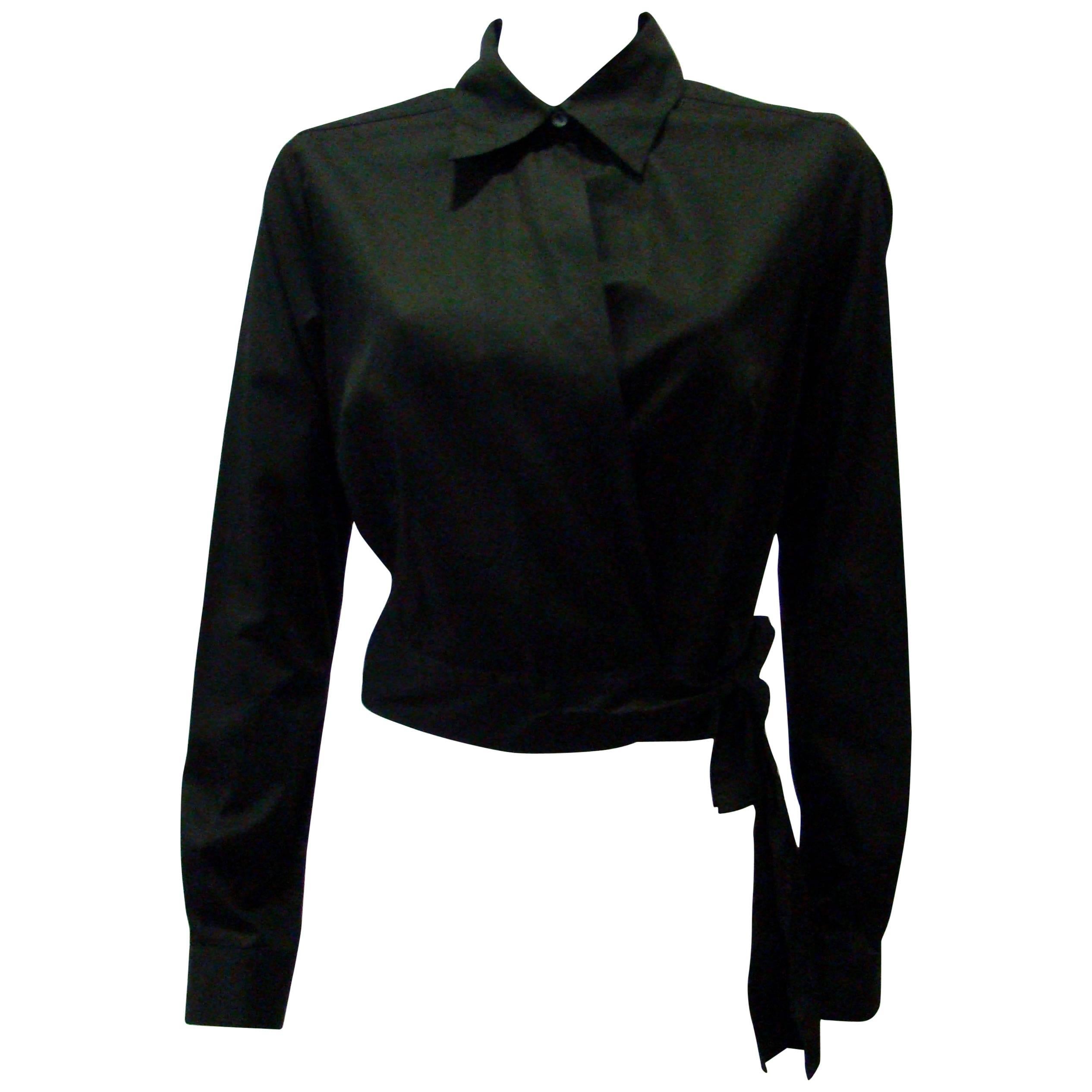 Angelo Tarlazzi Black Cotton Short Jacket With Sheer Net Back For Sale