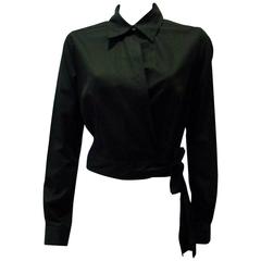 Vintage Angelo Tarlazzi Black Cotton Short Jacket With Sheer Net Back