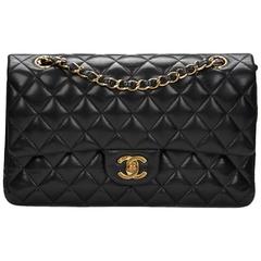 2000s Chanel Black Quilted Lambskin Medium Classic Double Flap Bag