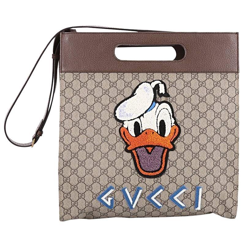 Gucci Donald Duck Soft Tote Embroidered GG Coated Canvas