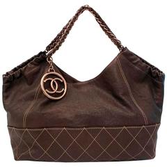 Chanel Brown Shoulder Bag With Bronze Hardware