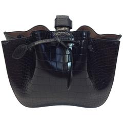 Alaia Black Alligator Embossed Wristlet Bucket Bag