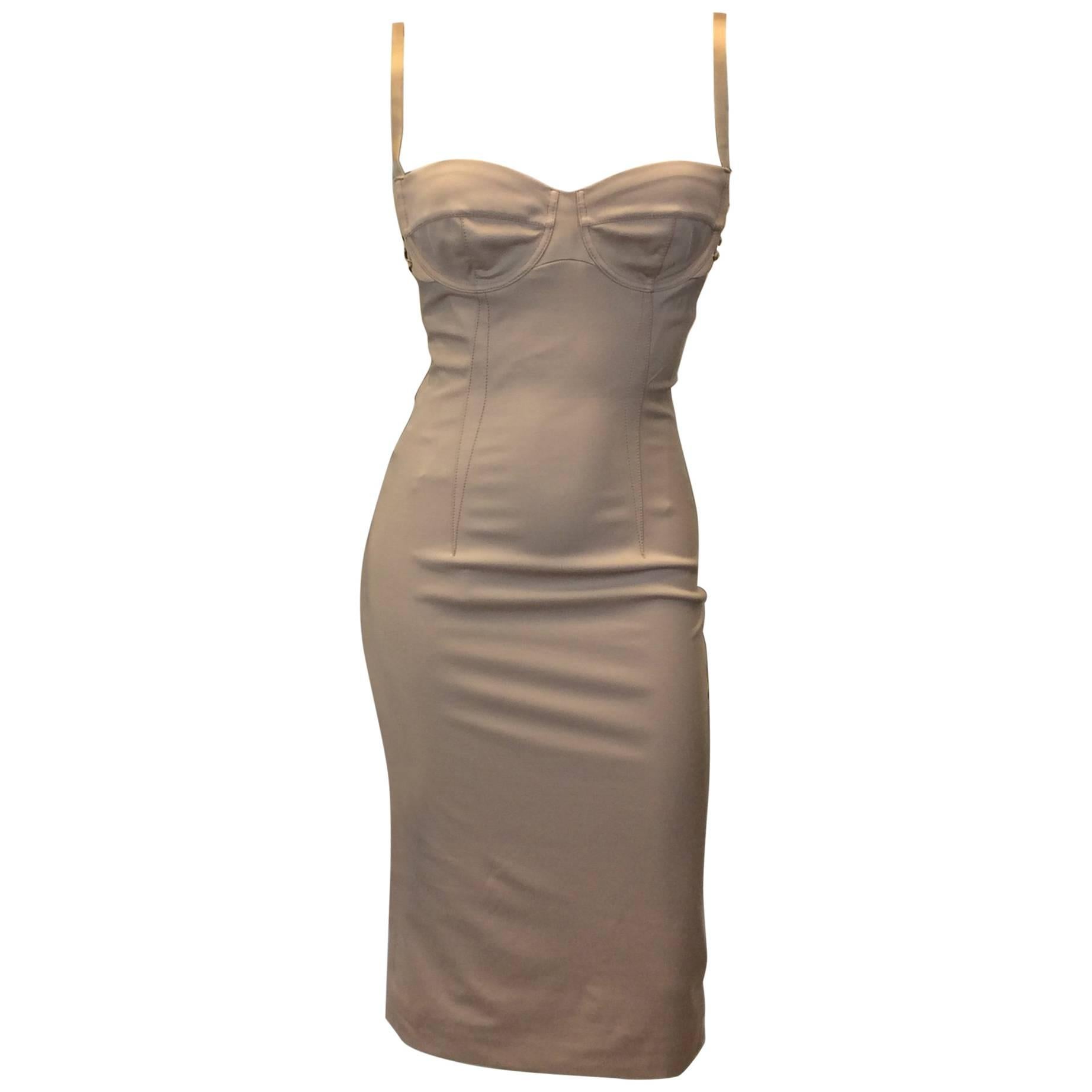 Dolce & Gabbana Nude Bustier Dress with Strappy Back Detail For Sale