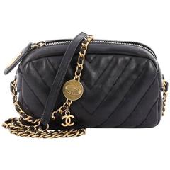 Chanel Medallion Charm Camera Bag Chevron Calfskin Mini