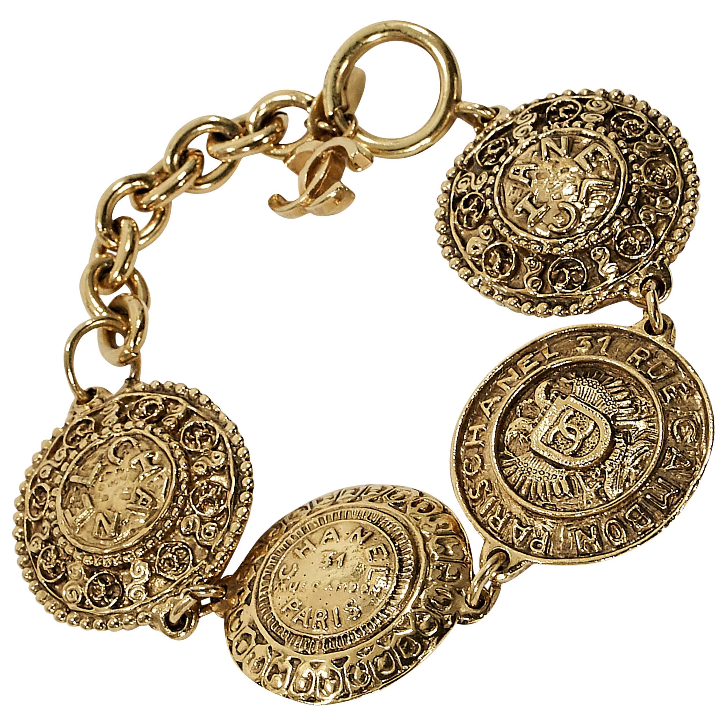 Goldtone Vintage Chanel Medallion Bracelet