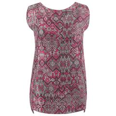 YVES SAINT LAUREN S/S 2012 YSL Gray & Magenta Abstract Print Silk Blouse NWT 11