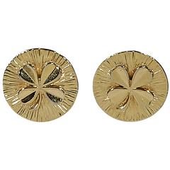 Goldtone Vintage Chanel Shamrock Earrings 1