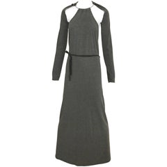 Margiela Grey Knit Halter Dress with Detachable  Long Sleeve