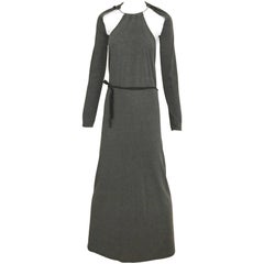 MARGIELA Grey Knit Halter Dress with Detachable Sleeve