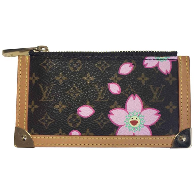 LOUIS VUITTON Brown Coated Canvas Cherry Blossom Keyring at 1stDibs