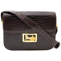 Celine Vintage Croco Horse Carriage Box Bag