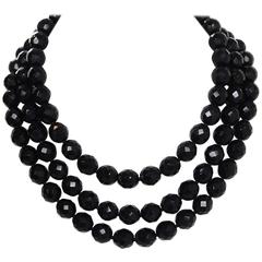 Miriam Haskell Black Beaded Multi-Strand Necklace 6