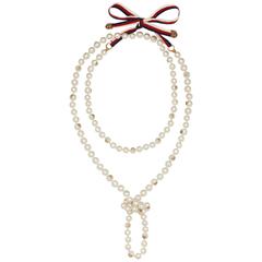 Gucci 2017 Pearl Logo Necklace with Box RT. $1, 100