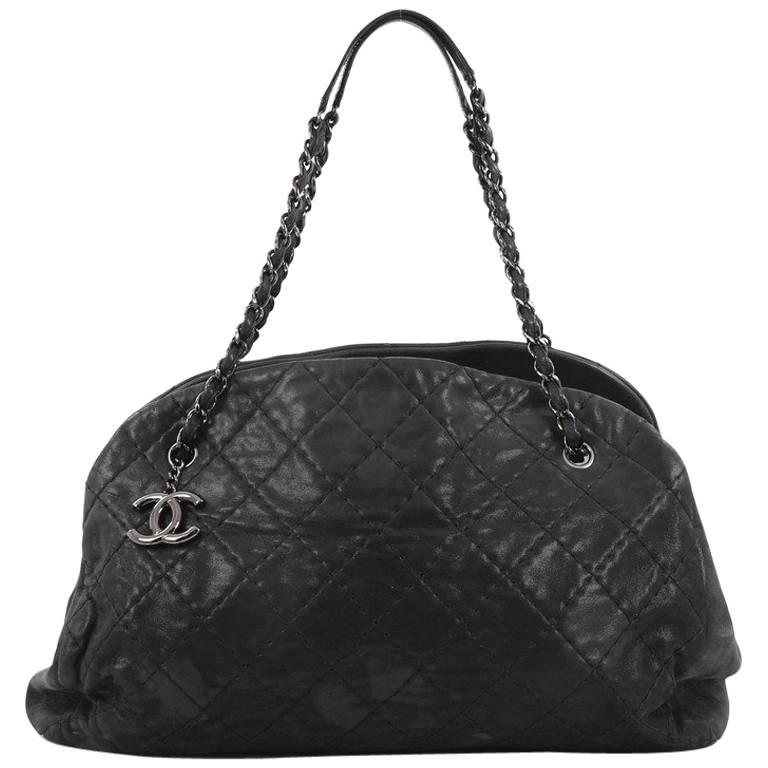 Chanel Just Mademoiselle Handbag Quilted Iridescent Leather Maxi