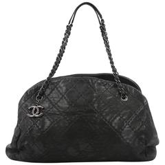 Chanel Just Mademoiselle Handbag Quilted Iridescent Leather Maxi