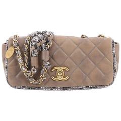 Chanel Tweed Chain Flap Bag Quilted Lambskin and Tweed Small
