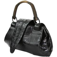 TOM FORD for GUCCI F/W 2002 AD Crocodile Black Handle Bag 