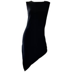 1990 Moschino Cheap and Chic Nero Asimmetrico Hi Lo Vintage 90s Abito LBD