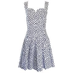 Givenchy Couture by Alexander McQueen Navy Blue + White Vintage Polka Dot Dress