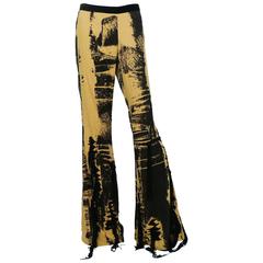 Jean Paul Gaultier Grunge Style Silk Flared Trousers USA Size 10 1
