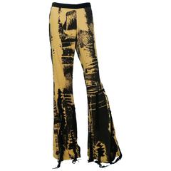 Jean Paul Gaultier Grunge Style Silk Flared Trousers USA Size 10