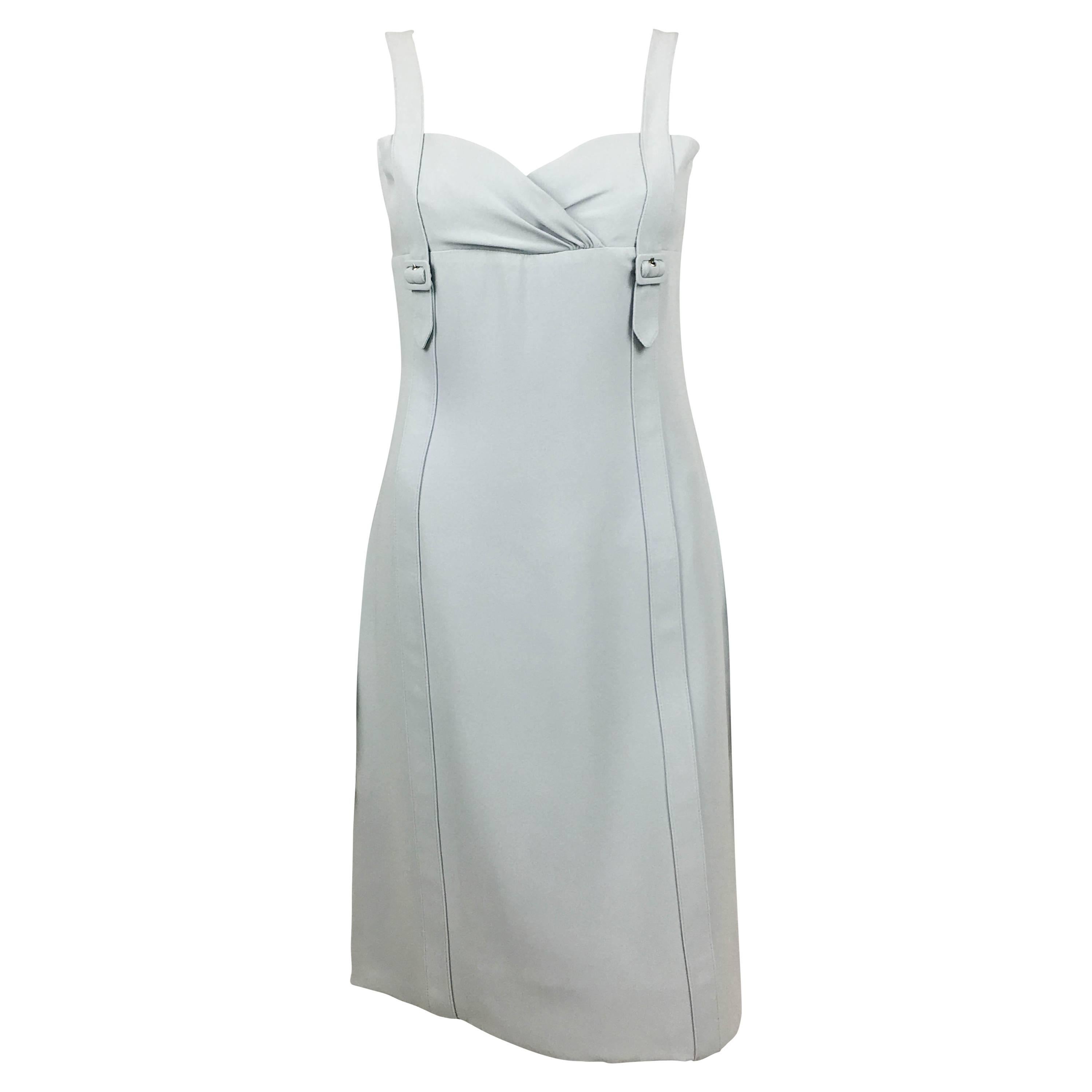 Valentino Pale Blue Silk Dress For Sale