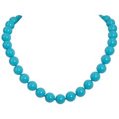 Fabulous Faux Sleeping Beauty Shade Turquoise Bead Necklace 7