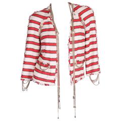 Chanel Stars Stripes Collection Jacket 2008P - red/off-white/dark brown