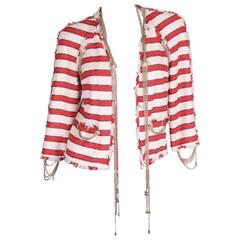 Chanel Stars Stripes Collection Jacket 2008P - red/off-white/dark brown 