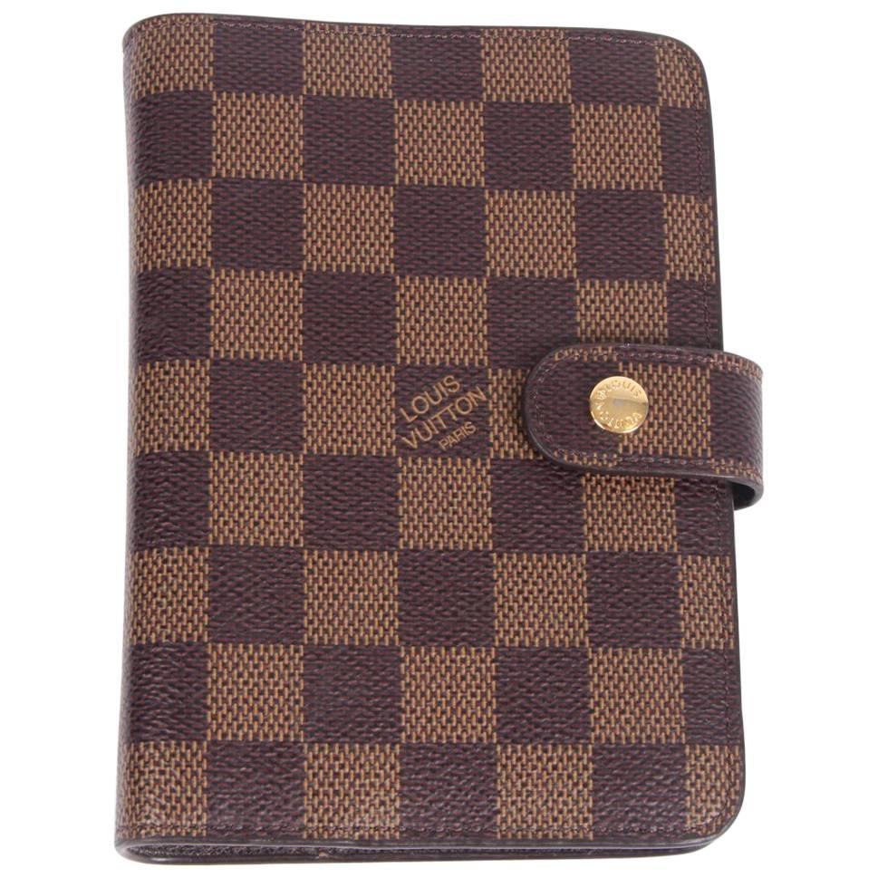 Louis Vuitton Damier Ebene Small Ring Agenda Cover - brown canvas For Sale