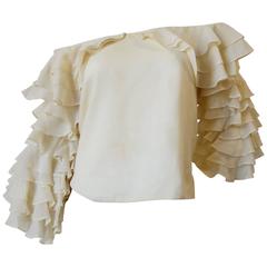 Vintage 1980s Flamenco Off The Shoulder Ruffle Top