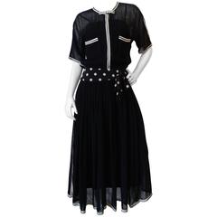 1980s Chanel Black Knit Dress 10