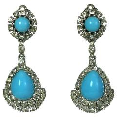 Ciner Faux Persian Turquoise Pendant Earclips