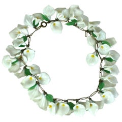 Italian Venetian Glass Calla Lily Necklace