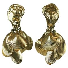Vintage Napier Sea Shell Charm Earrings