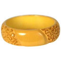 Carved Butterscotch Bakelite Bangle