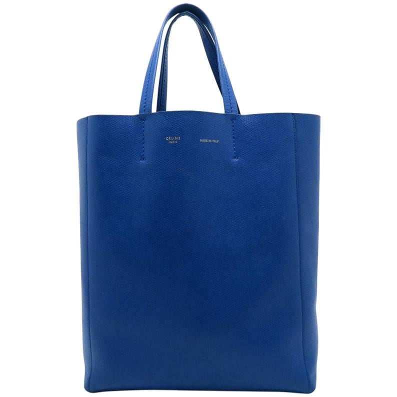 Celine Cabas Blue Calfskin Leather Tote Bag