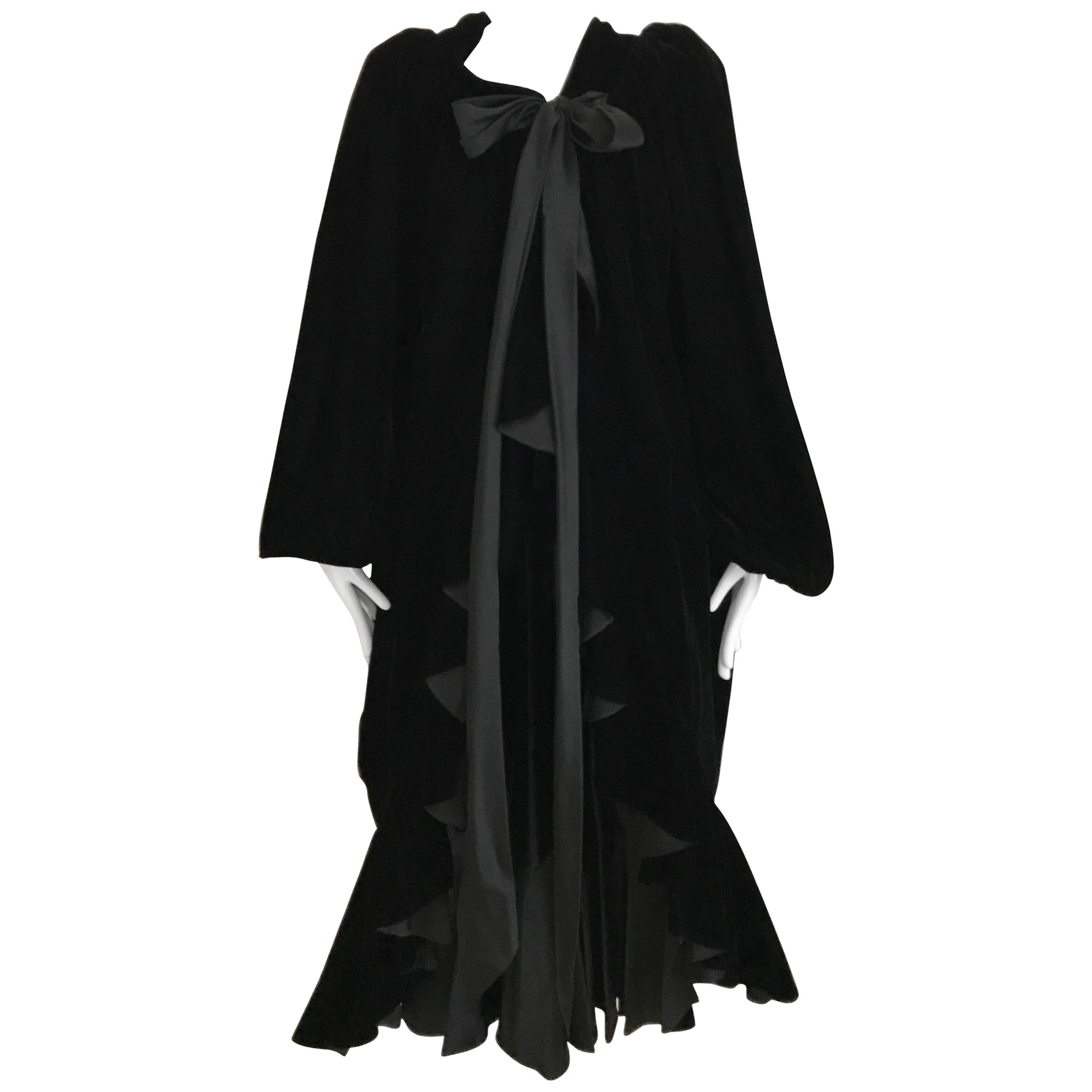 Vintage Yves Saint Laurent black  silk velvet evening coat 