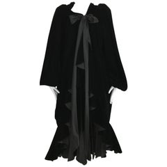 Vintage Yves Saint Laurent black  silk velvet evening coat