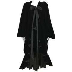 Vintage Yves Saint Laurent black silk velvet evening coat 2